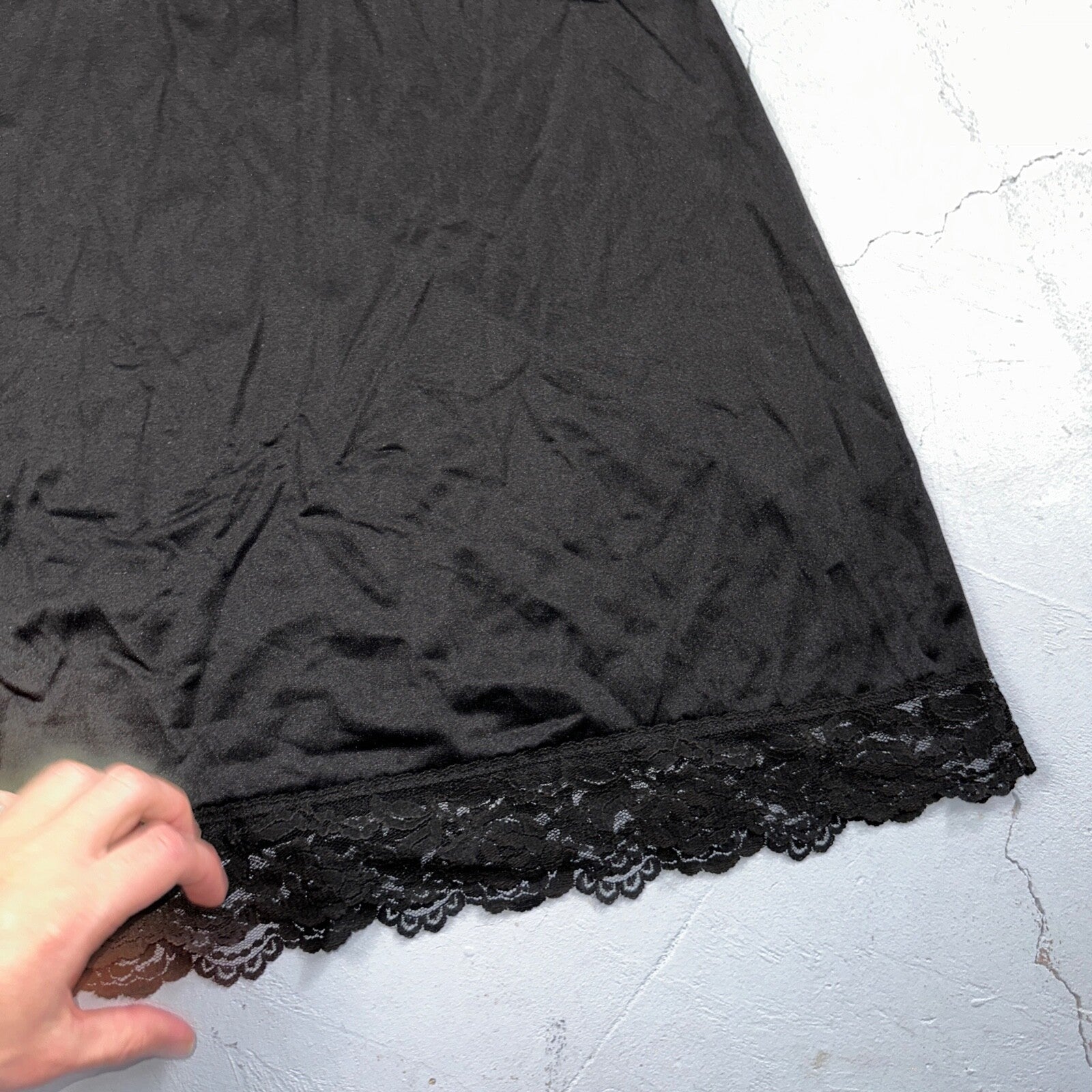 Vintage 1970s Kayser Lingerie Slip Dress Sleepwear Full Sweep Nightgown Lace 70s