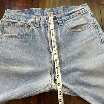 VTG 90s Levis 501 Button Fly 32x34 USA Tag Jeans Straight Wash Blue XX Act 29x29