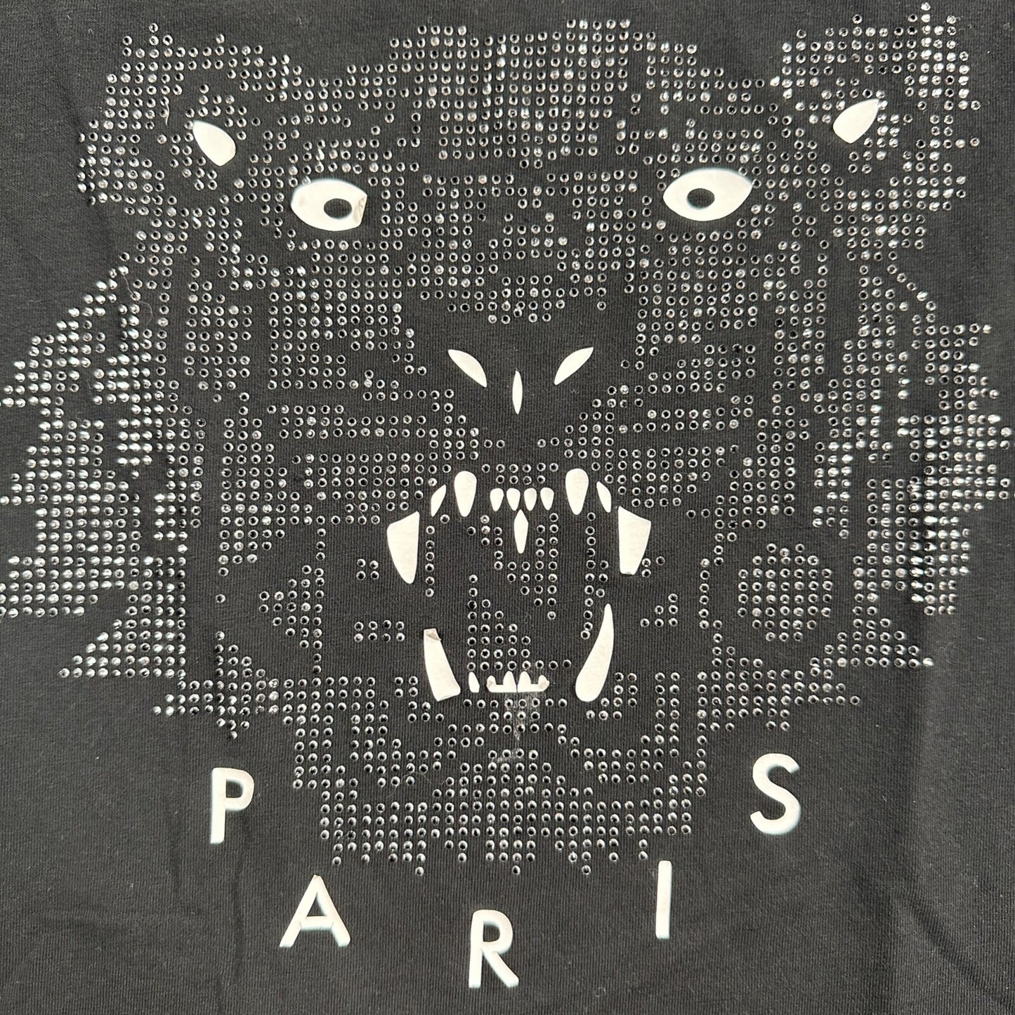 KENZO Paris Classic Tiger T-Shirt Women’s Black Glitter Sparkle Rhinestone Bling