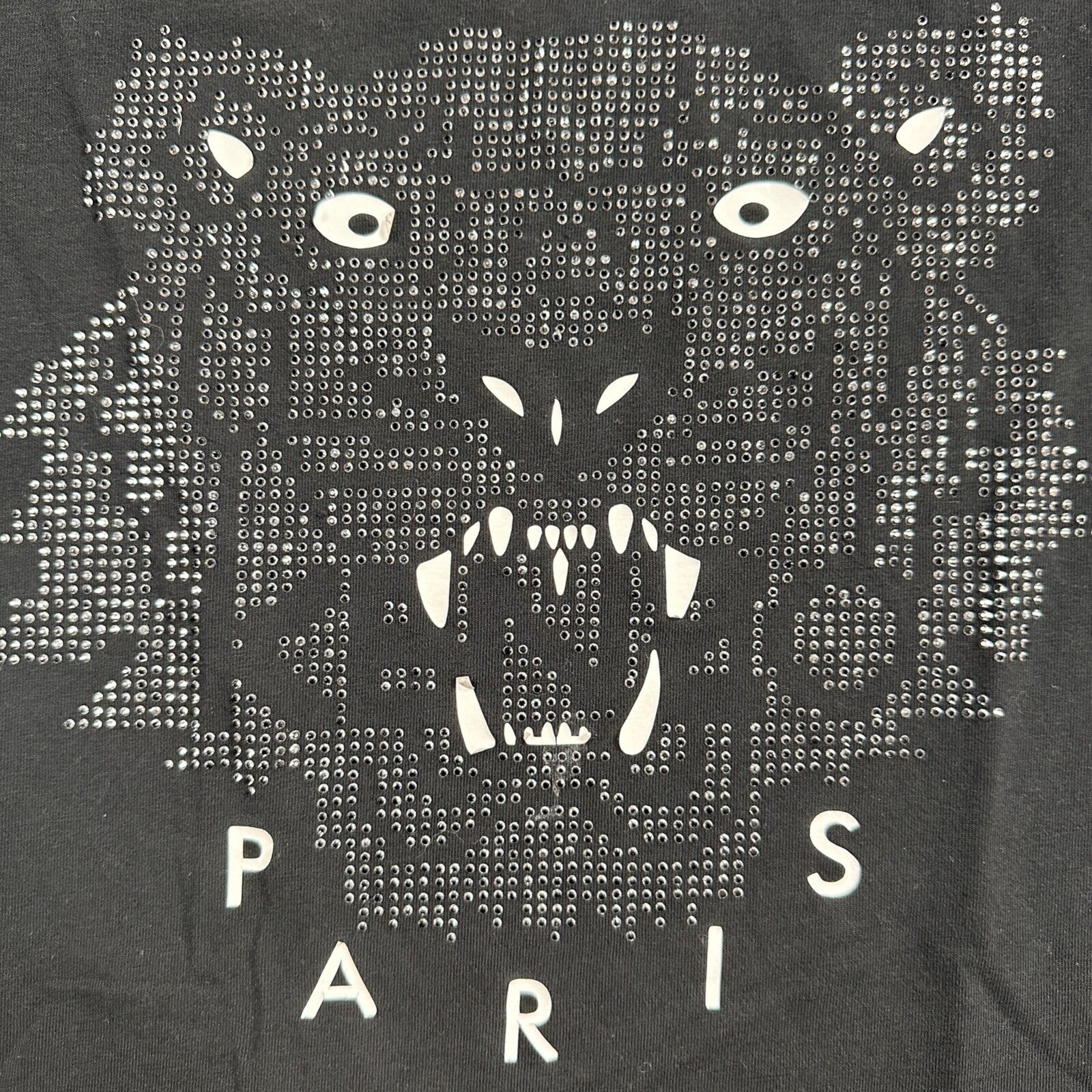 KENZO Paris Classic Tiger T-Shirt Women’s Black Glitter Sparkle Rhinestone Bling