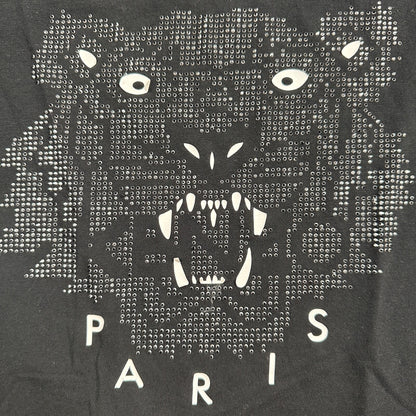 KENZO Paris Classic Tiger T-Shirt Women’s Black Glitter Sparkle Rhinestone Bling