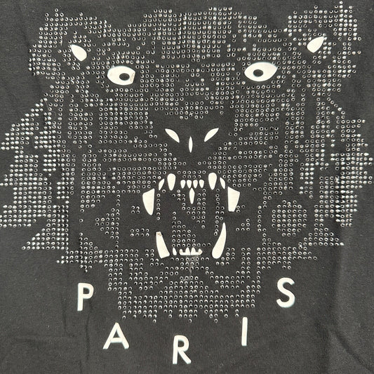 KENZO Paris Classic Tiger T-Shirt Women’s Black Glitter Sparkle Rhinestone Bling