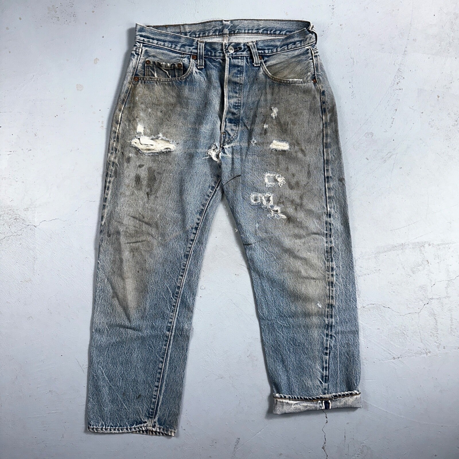 Levis 501 Vintage 80s Redline Selvedge USA XX Jeans Med Wash 34x30 Act 32x26