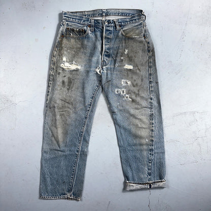 Levis 501 Vintage 80s Redline Selvedge USA XX Jeans Med Wash 34x30 Act 32x26