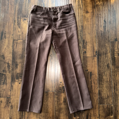 Levis Vintage 70s 517 35x32 Bootcut Pants Brown Polyester Slacks Act 33x31