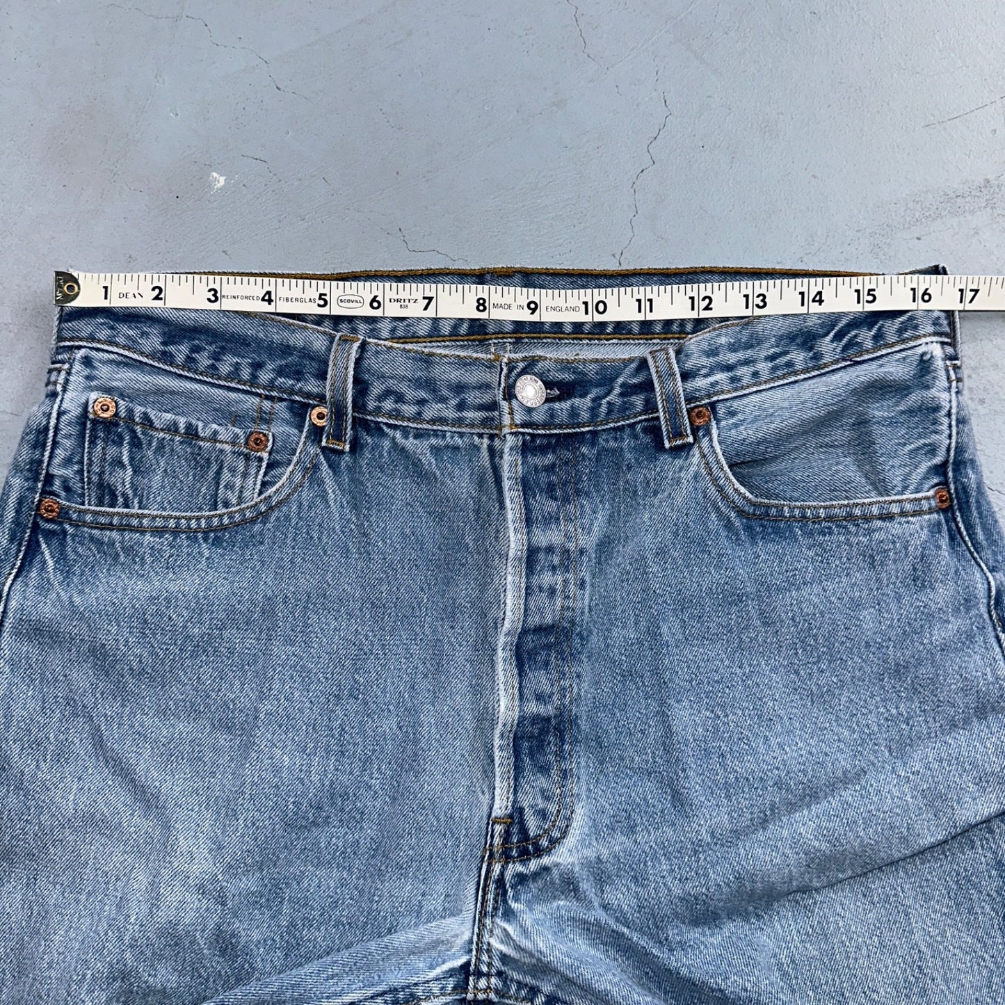 Levis 501 Vintage 90s USA XX Straight Leg Jeans Blue Light Wash 35x34 Act 33x30