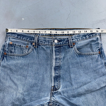 Levis 501 Vintage 90s USA XX Straight Leg Jeans Blue Light Wash 35x34 Act 33x30