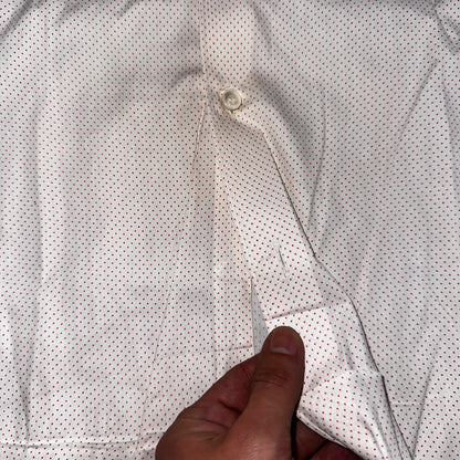 Vtg 40s 50s Penneys Towncraft Dress Shirt Mens 15 Red Polka Dot White Crisp
