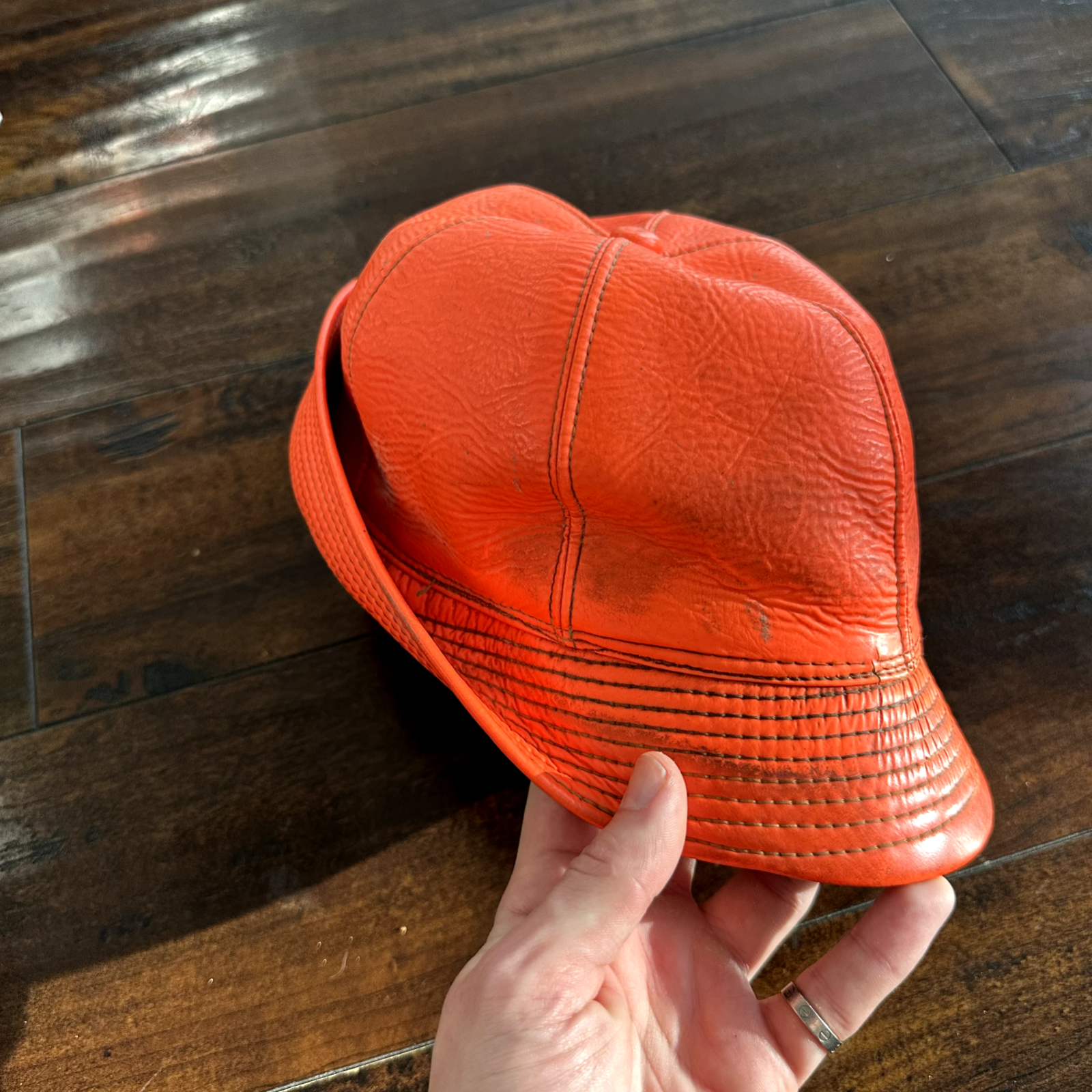 Vintage 1950s Fisherman Hunting Hat Cap Bucket Orange 7 1/8 WWII 50s 60s