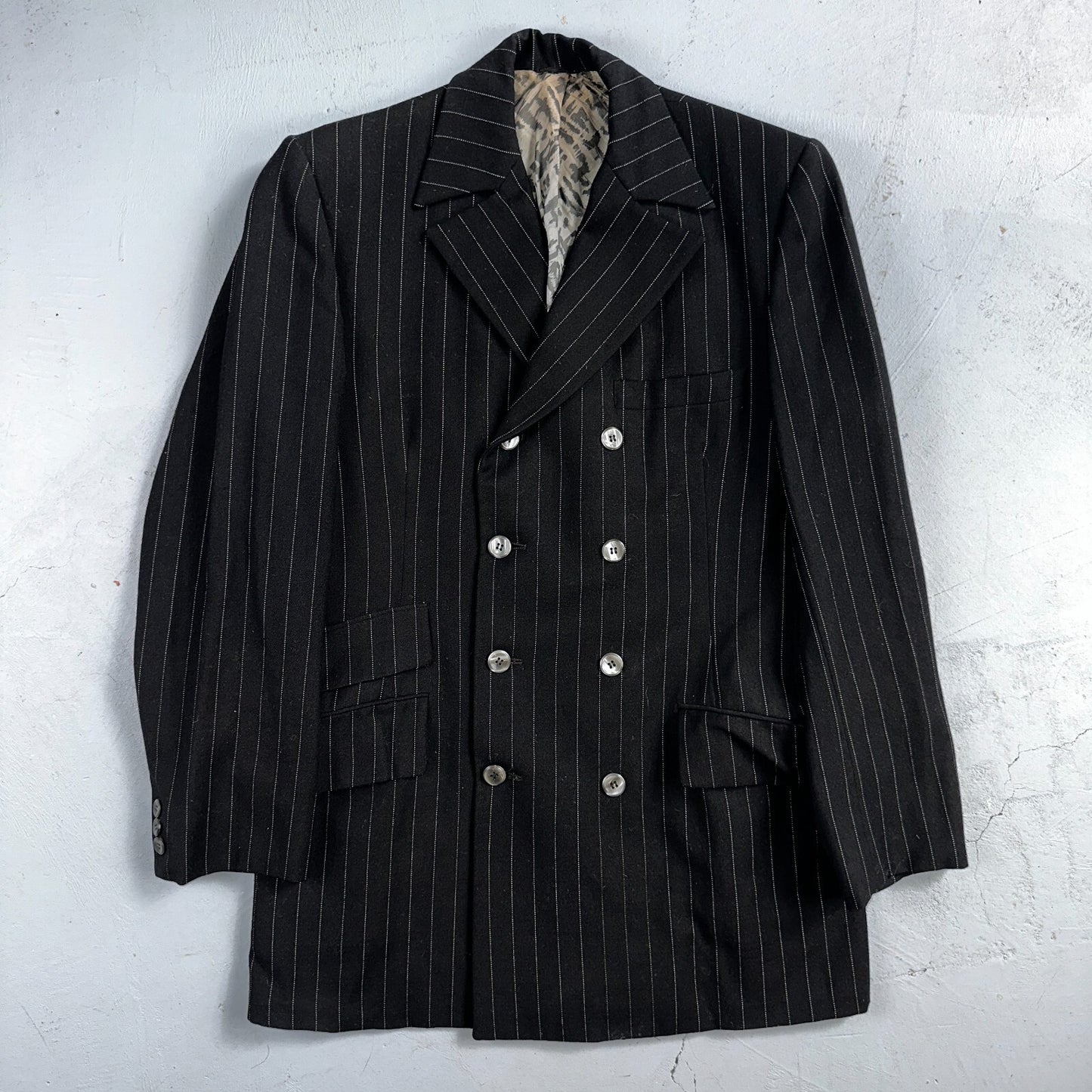 VTG Mens Suit 36 Double Breast 8 Button Jacket Sport Coat Rockabilly 50s Striped