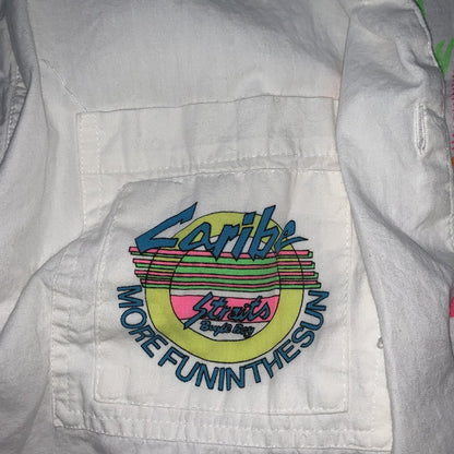 Vtg Buggle Boy 80s Hip Hop WOMANS BLOUSE SHIRT PLAID Crop 90s Blue Tee