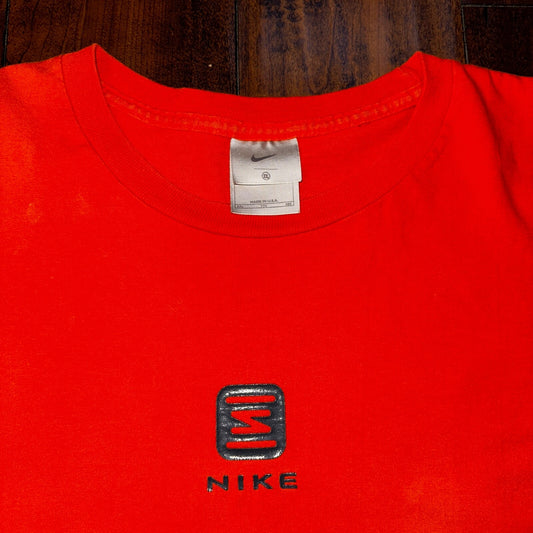 Nike Orange 2XL Vintage T Shirt Y2K Orange Basic Center Medal Cool Gym Sports