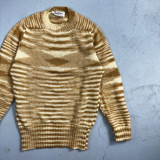 Robert Bruce 1970s Vintage Wool Cardigan Sweater Yellow Mustard Brown Aztec USA