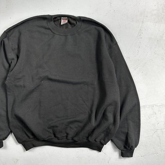 VTG Jerzees Sport Blank Sweatshirt L 1990s Y2K Black Crewneck Basic