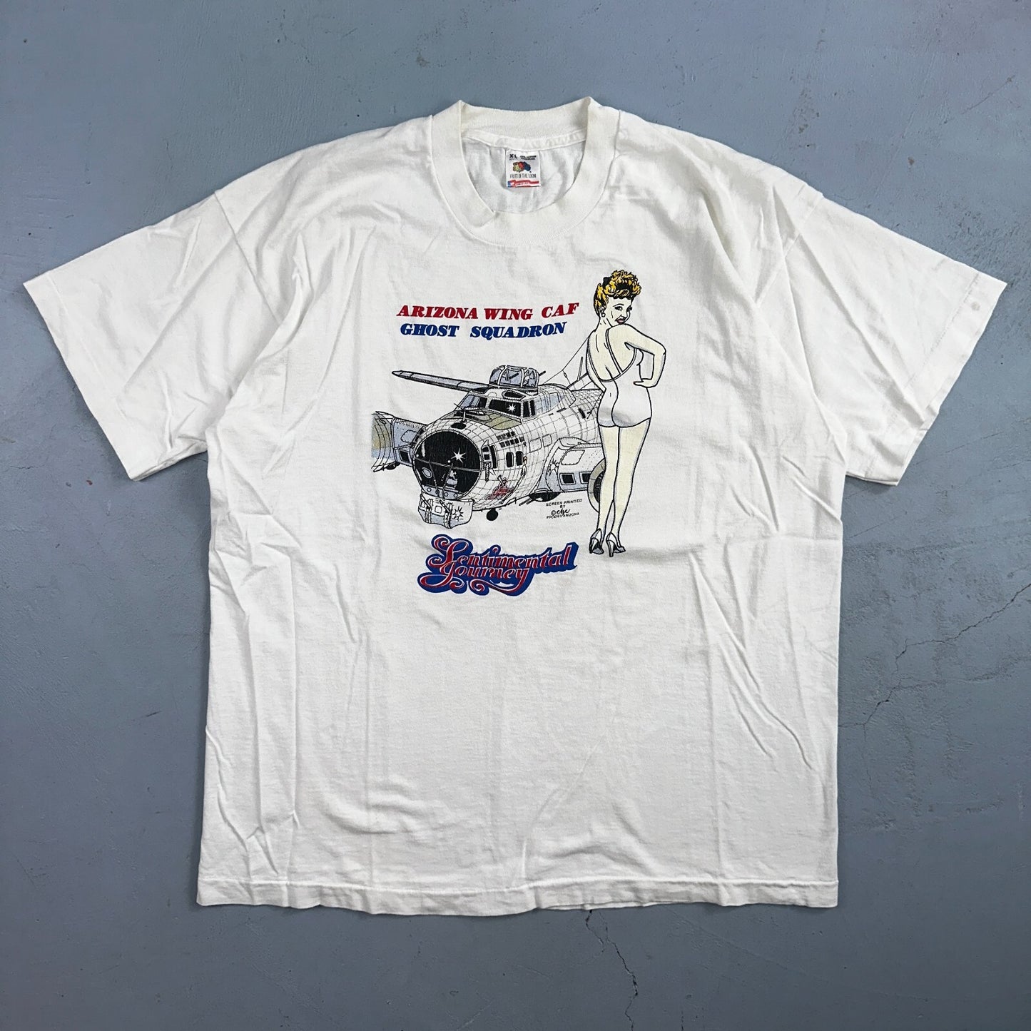 Vintage Arizona Wing Caf Ghost Squadron Sentimental Journey T-Shirt Size XL
