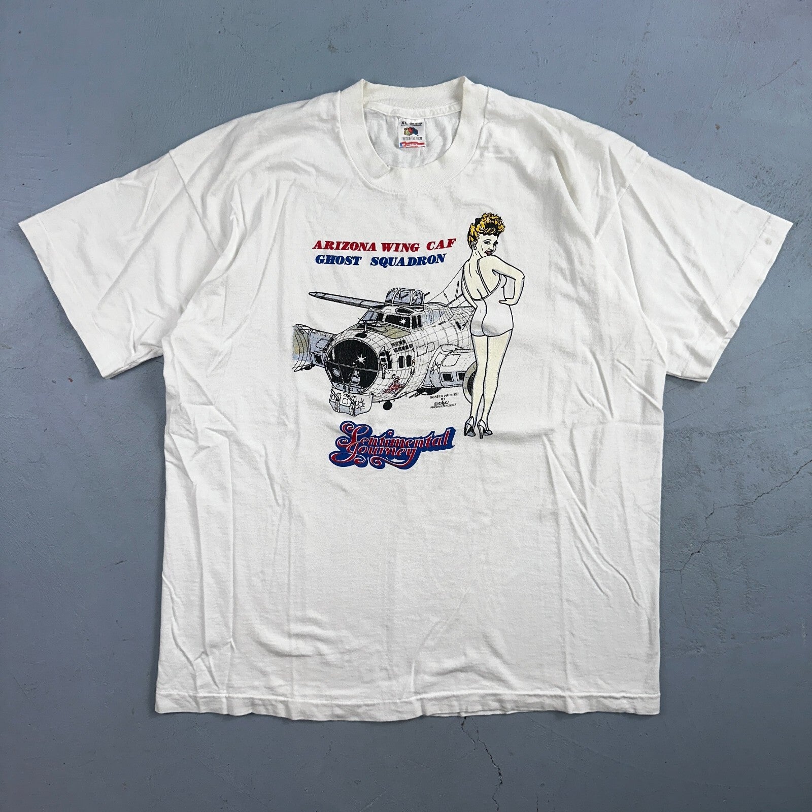 Vintage Arizona Wing Caf Ghost Squadron Sentimental Journey T-Shirt Size XL