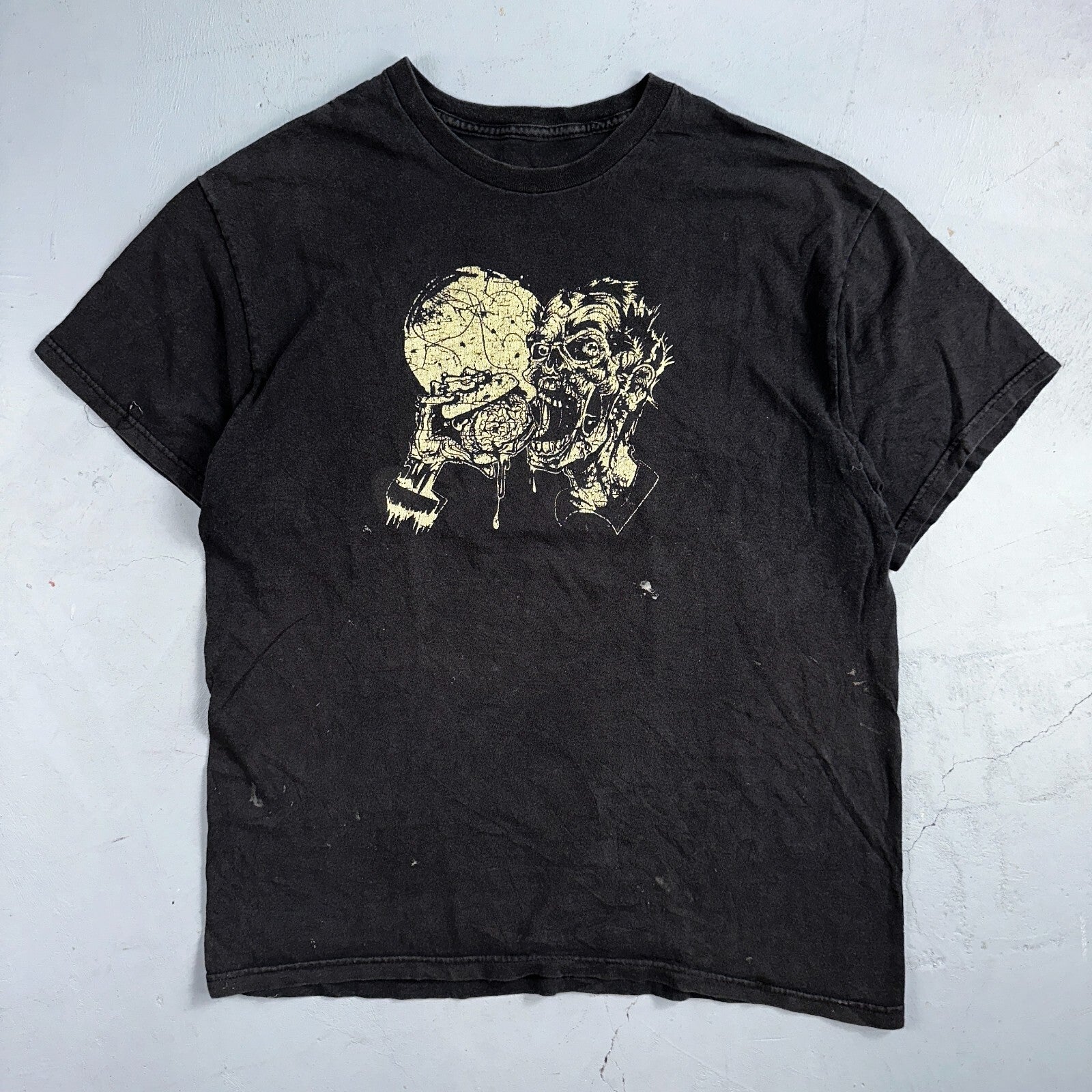 Zombies Skulls Y2K VTG T Shirt Grunge Punk Music Heavy Metal Eat Meat Offensive