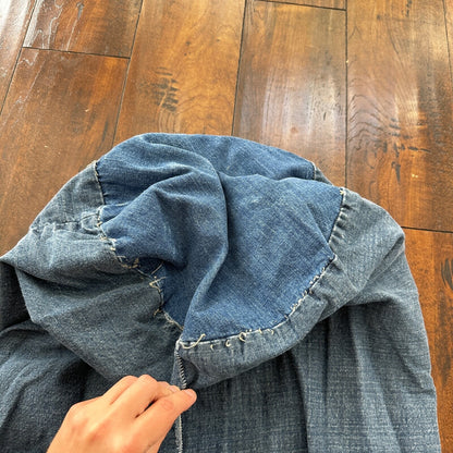 VTG WWII Indigo Denim Garment Laundry Bag Rare Military 1940s 40s 50s Thrashed