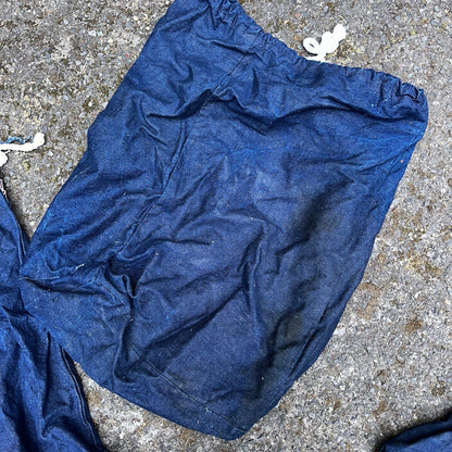 VTG 60s 50s Denim Blue Laundry Drawstring Faded Civilian Bag Lot of 3 USED