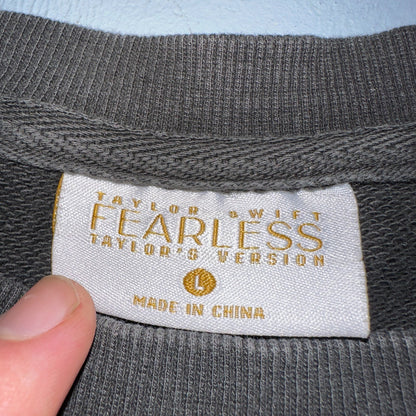 Taylor Swift Fearless Taylor's Version Cotton Cropped Sweatshirt Gray Sz L