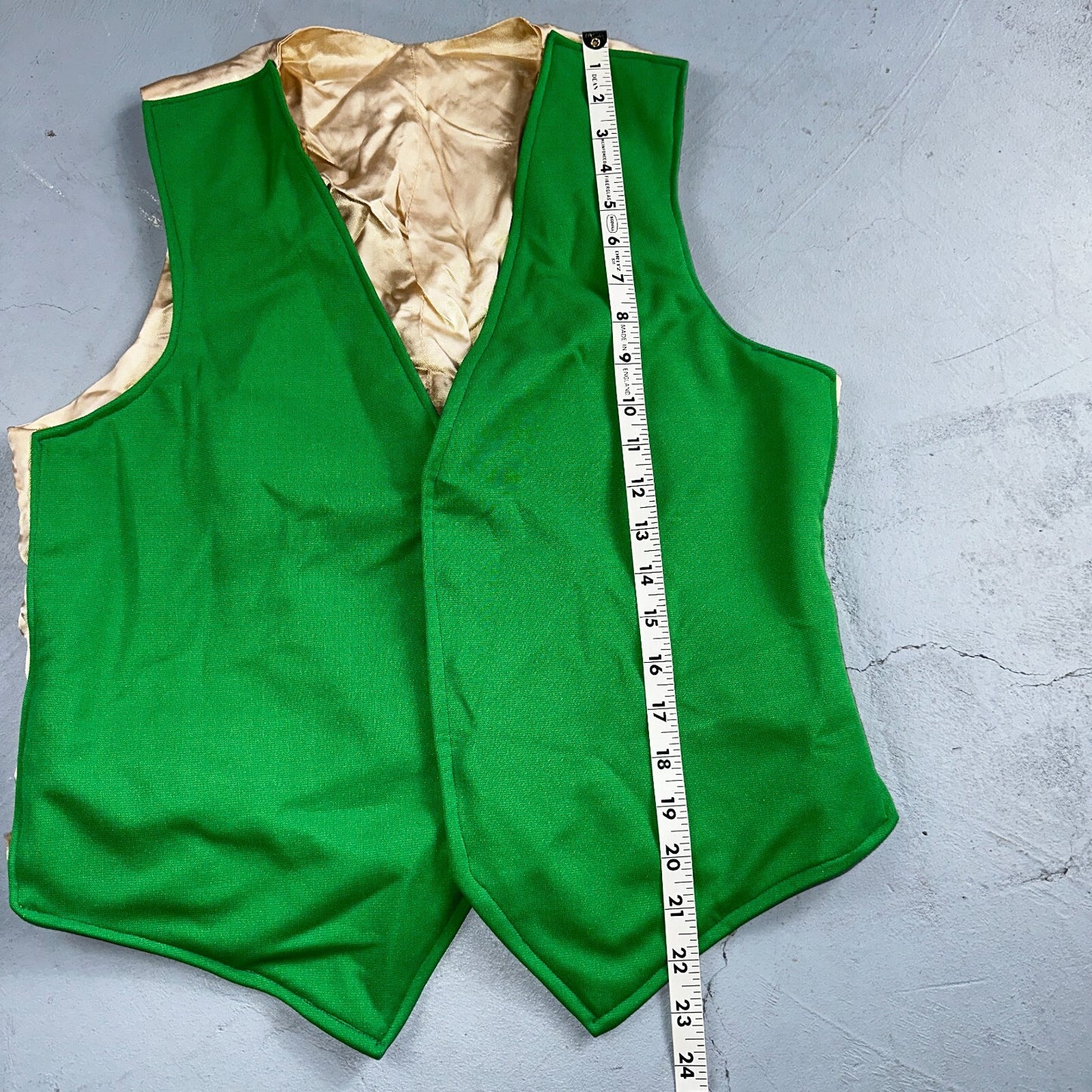 Vintage Buckle Back Vest Mens Green Waistcoat Size S 1940s 1950s 1960s Antique