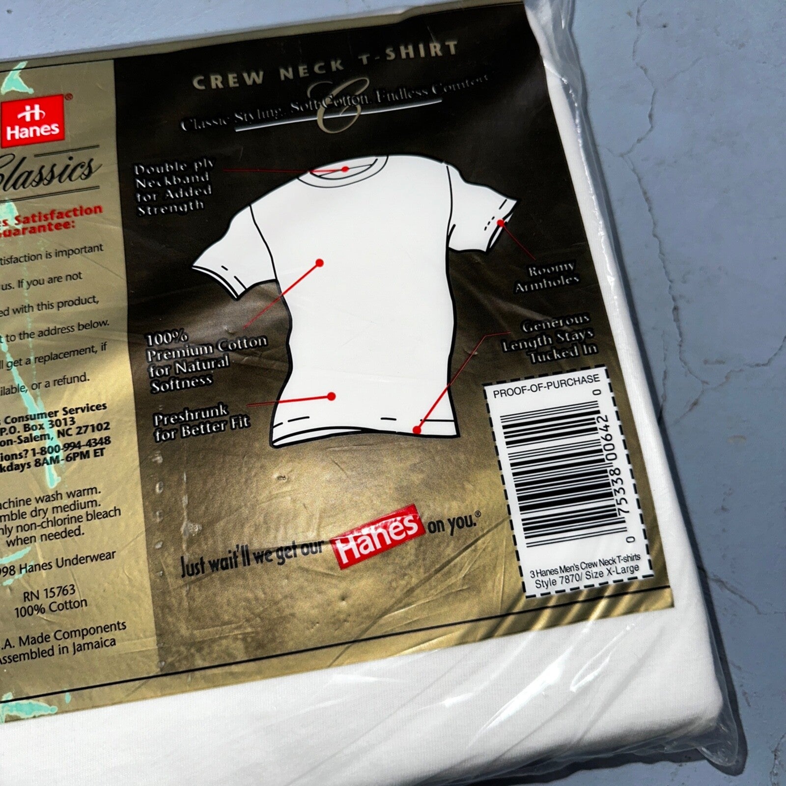 1998 Hanes Vintage White Blank T Shirt Mens Lot Of 3 Pack 90s Classic Crew XL