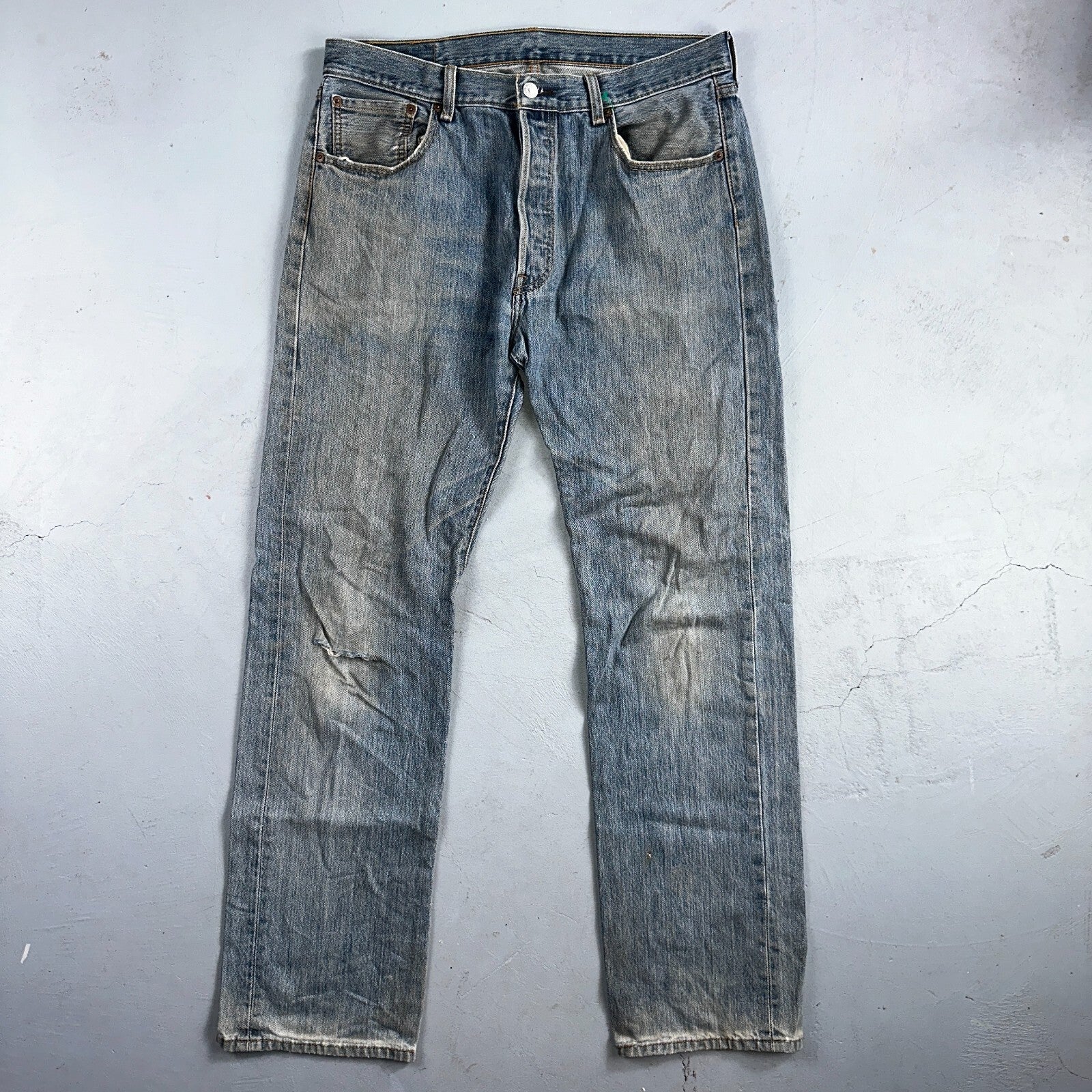 Levis 501 Vintage Y2K XX Straight Leg Jeans Blue Light Wash 35x34 Act 34x32