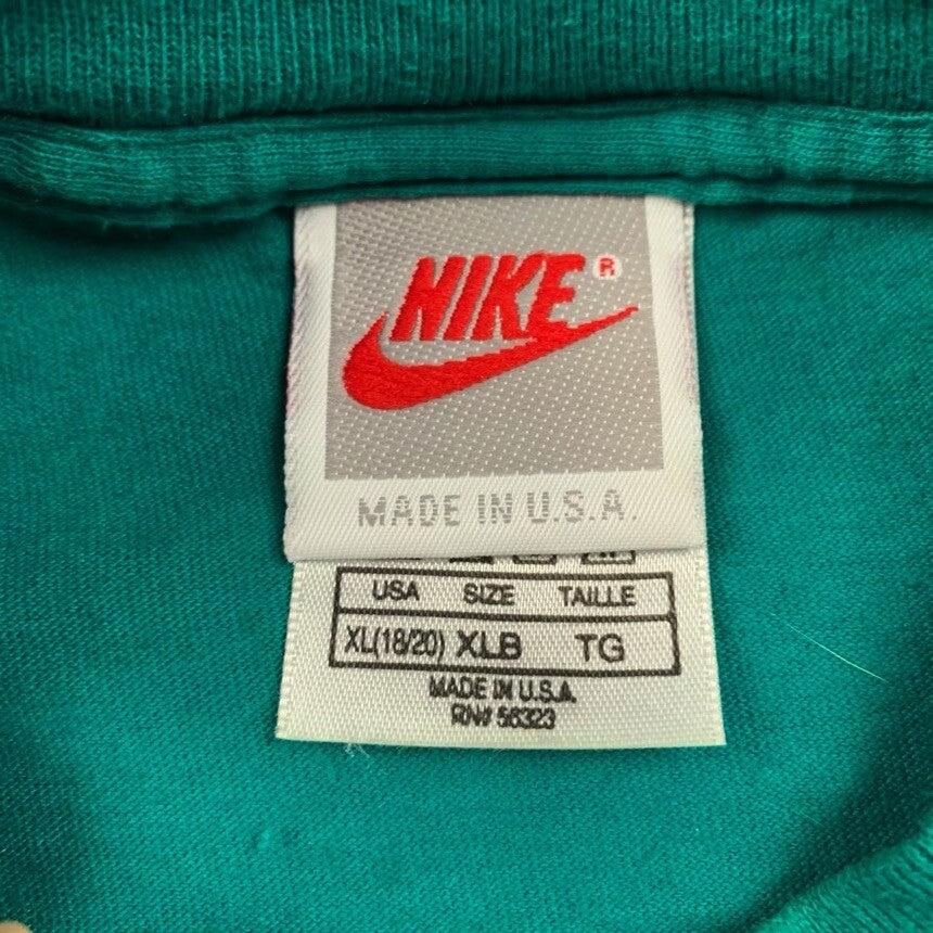 Vintage Nike T Shirt USA Rare Single Stitch Blank Green 90s Essential Basic Lot