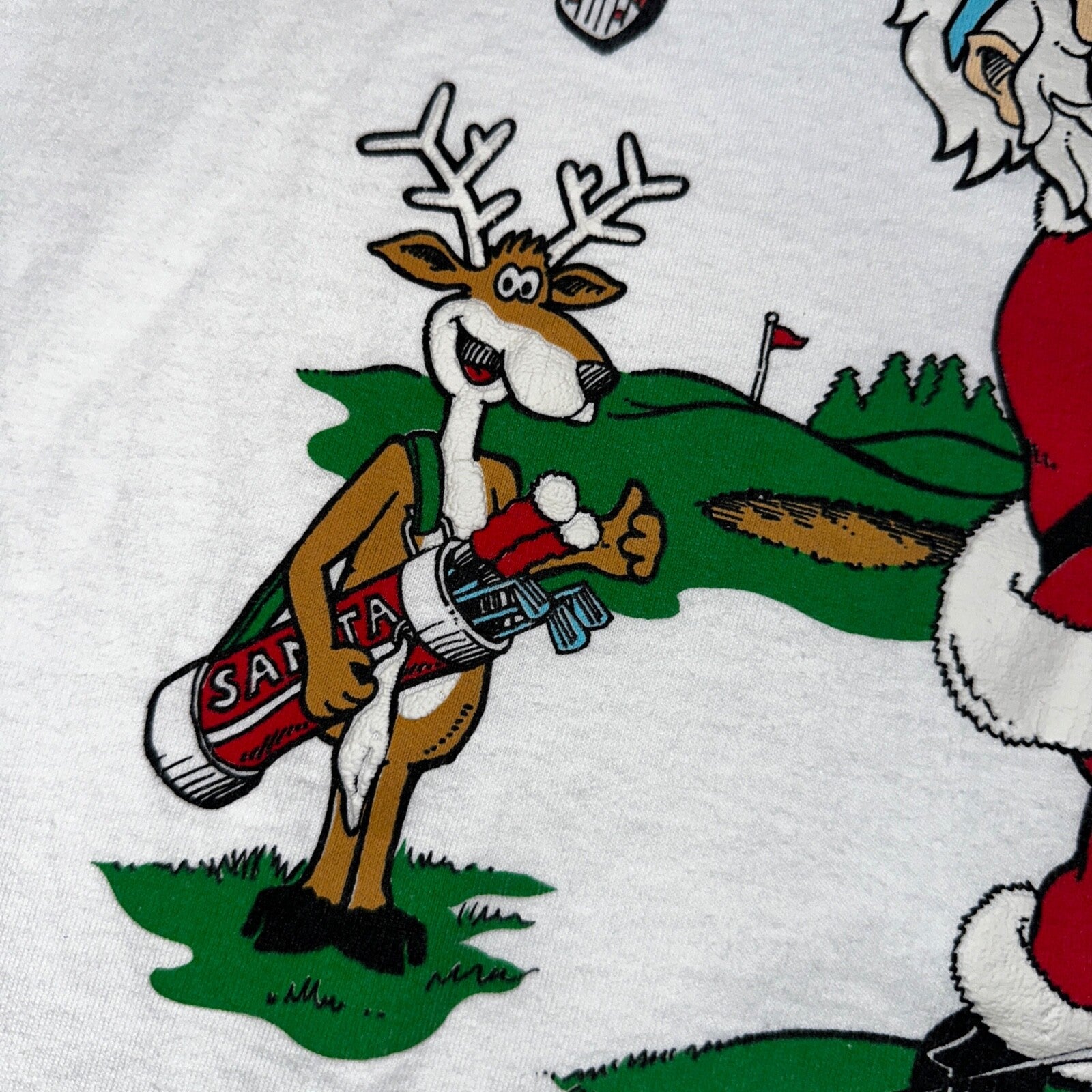 Christmas Santa Claus VTG T Shirt 90s Single Stitch Reindeer Funny Golf Dad XL