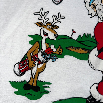Christmas Santa Claus VTG T Shirt 90s Single Stitch Reindeer Funny Golf Dad XL