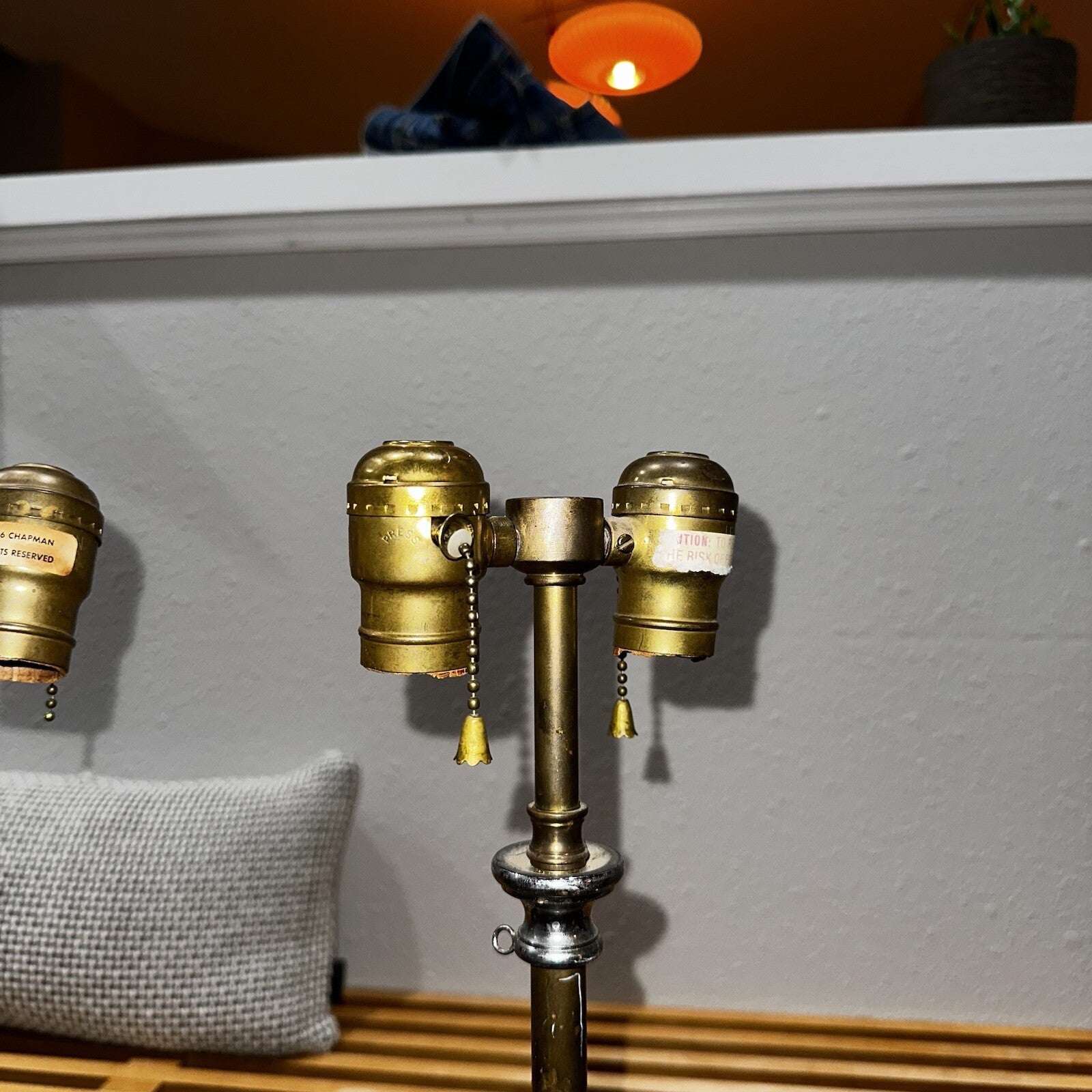 Pair 1986 CHAPMAN Tall Brass Horn Shaped Lamps 1985 Vintage MCM Design Nelson