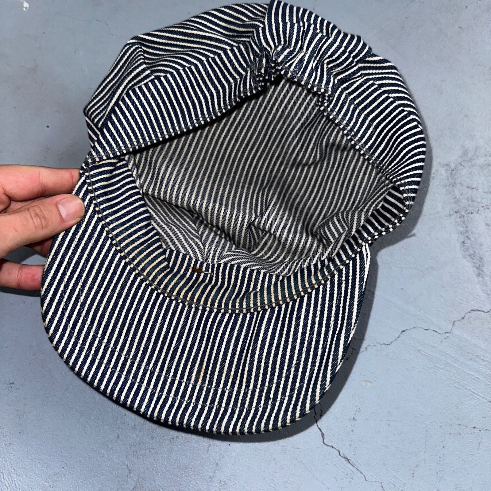 Conductor USA VTG Hat Cap Snapback Hat White Pinstripe XL Travel Cool Look Pin