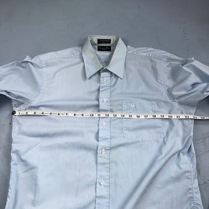 Christian Dior Vintage Men's 16.6 Monsieur Button Down Dress Shirt Blue