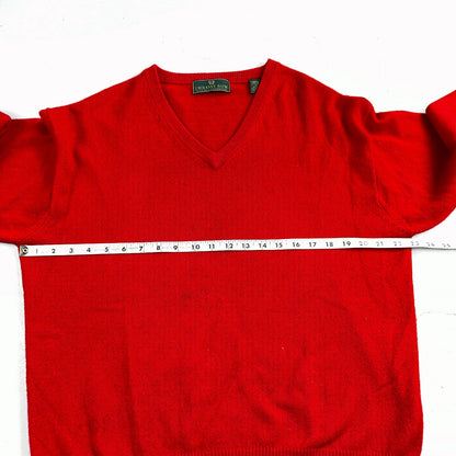 Embassy Row Sweater Men's L Red Cashmere Wool Knit V Neck Pullover