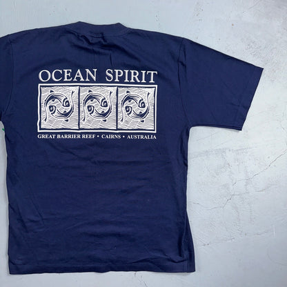 Ocean Spirit Australia VTG T Shirt Great Barrier Reef Navy 90s Medium Travel Lov