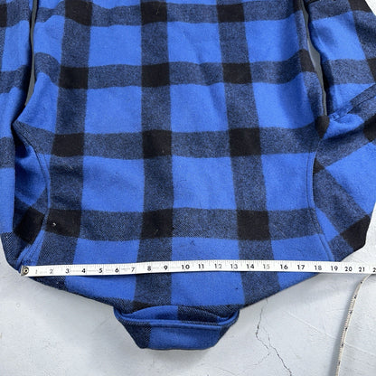Filson CC Wool Mackinaw Cruiser Jacket Blue Plaid L Distressed VTG USA