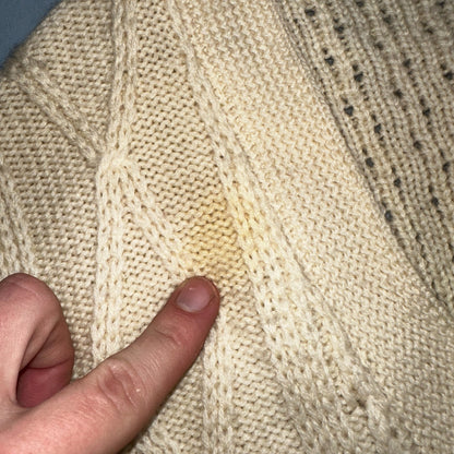 Vintage 100% Wool Fisherman Knit Men’s M Cardigan Nordstrom 1970s 70s Ivory