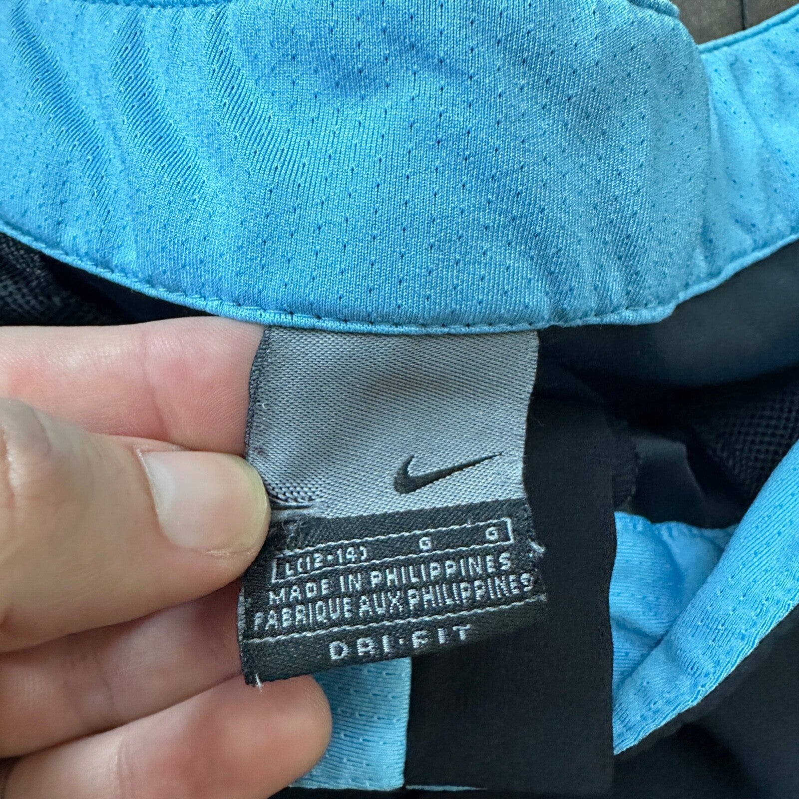 Vintage Nike Capri Pants Womens Size Large Black Blue Sweatpants Track VTG Y2K