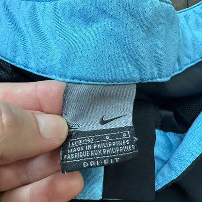 Vintage Nike Capri Pants Womens Size Large Black Blue Sweatpants Track VTG Y2K