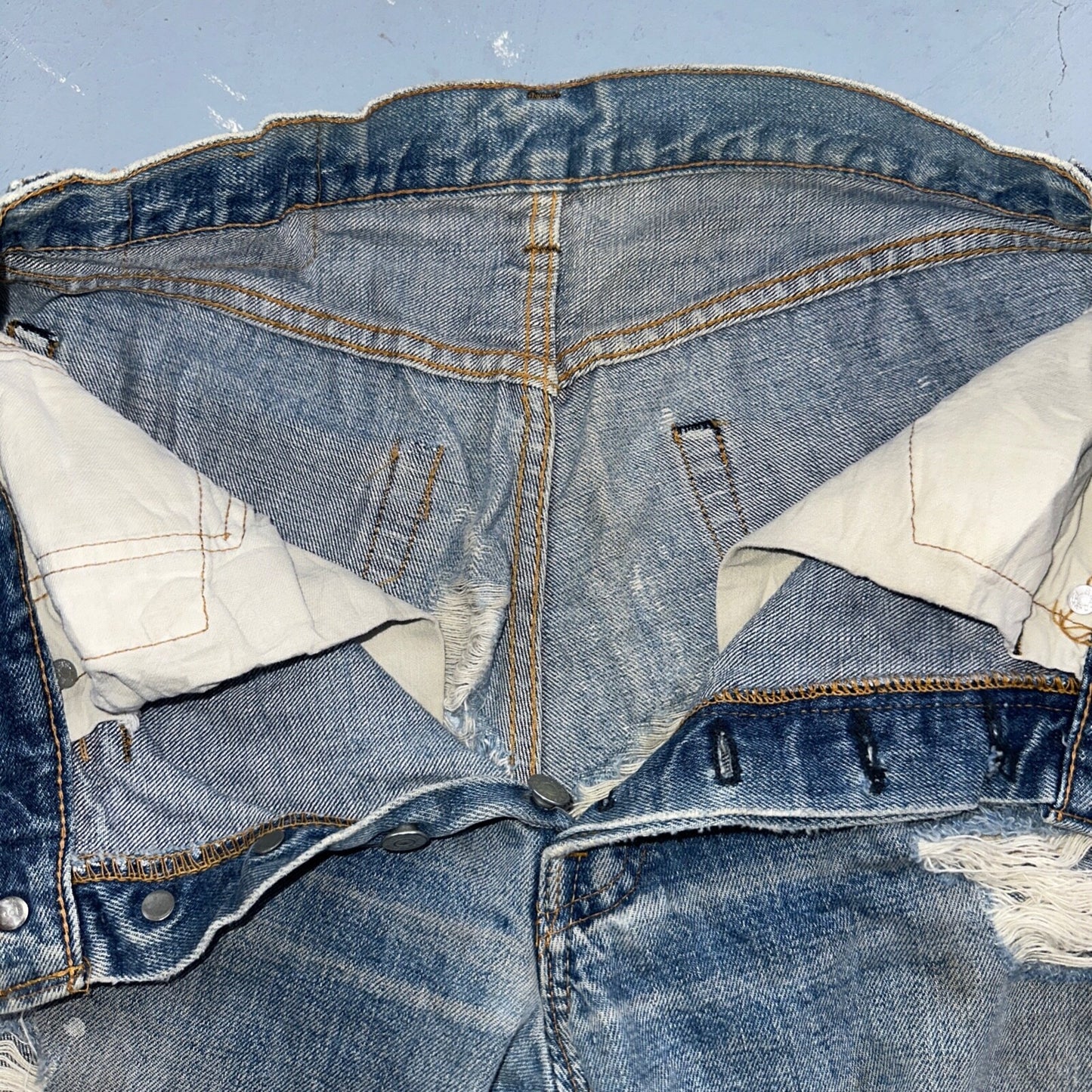 Levis 501 Vintage 70s SS Redline Selvedge USA 66 Jeans Thrashed 31x34 Act 29x30