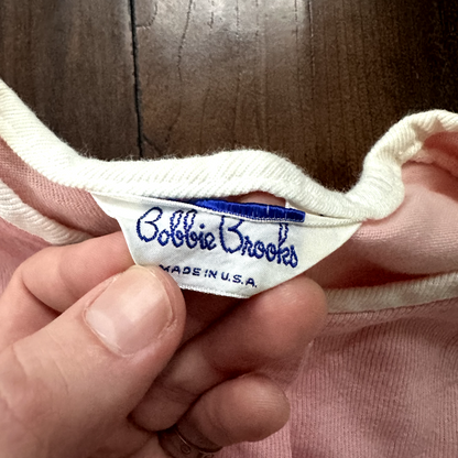 Vintage Bobbie Brooks Women's Pink Crewneck T-Shirt Size Small Rockabilly 80s