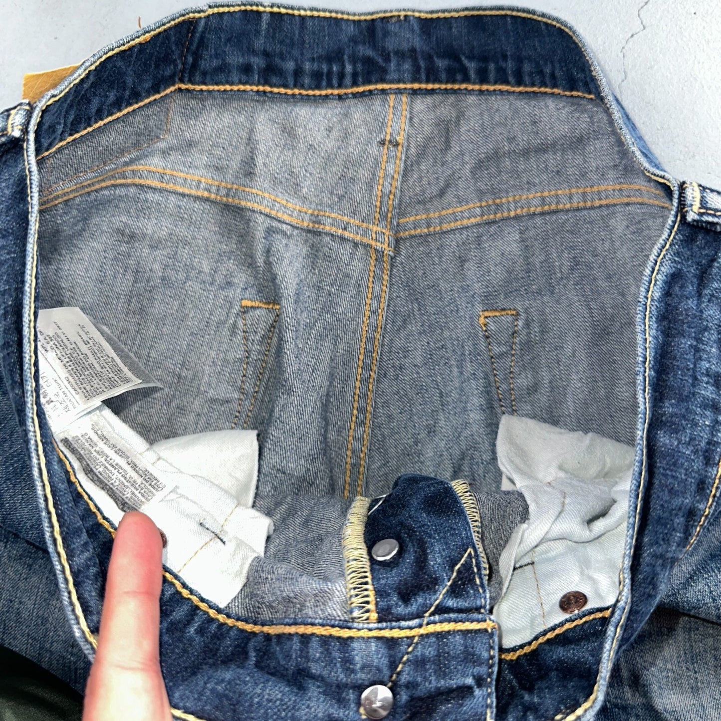 Levis 501 Y2K XX Straight Leg Jeans Blue VTG Whiskers Wash 34x30 Act 34x29