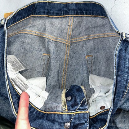 Levis 501 Y2K XX Straight Leg Jeans Blue VTG Whiskers Wash 34x30 Act 34x29