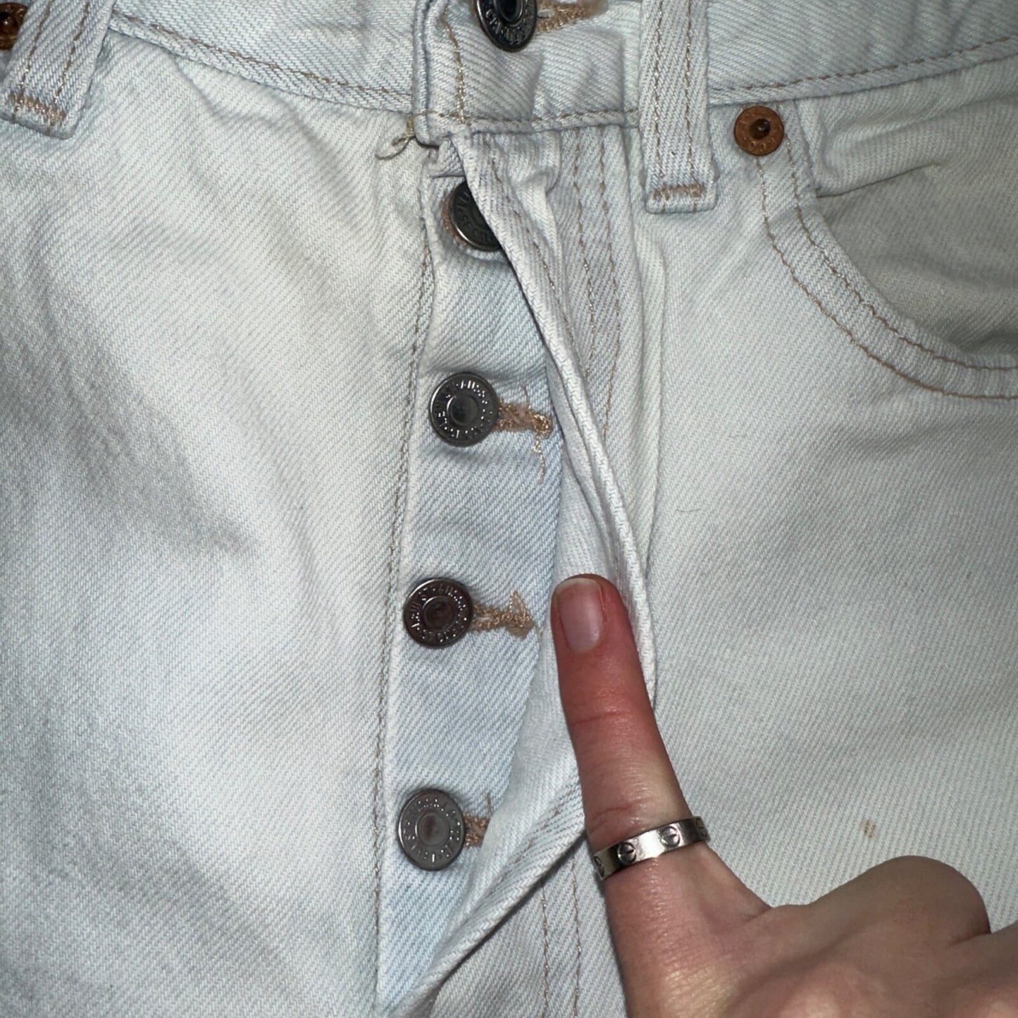 Levis 501 Vintage 90s USA XX Straight Leg Jeans White Light Wash 32x30 Act 30x26