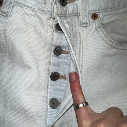 Levis 501 Vintage 90s USA XX Straight Leg Jeans White Light Wash 32x30 Act 30x26