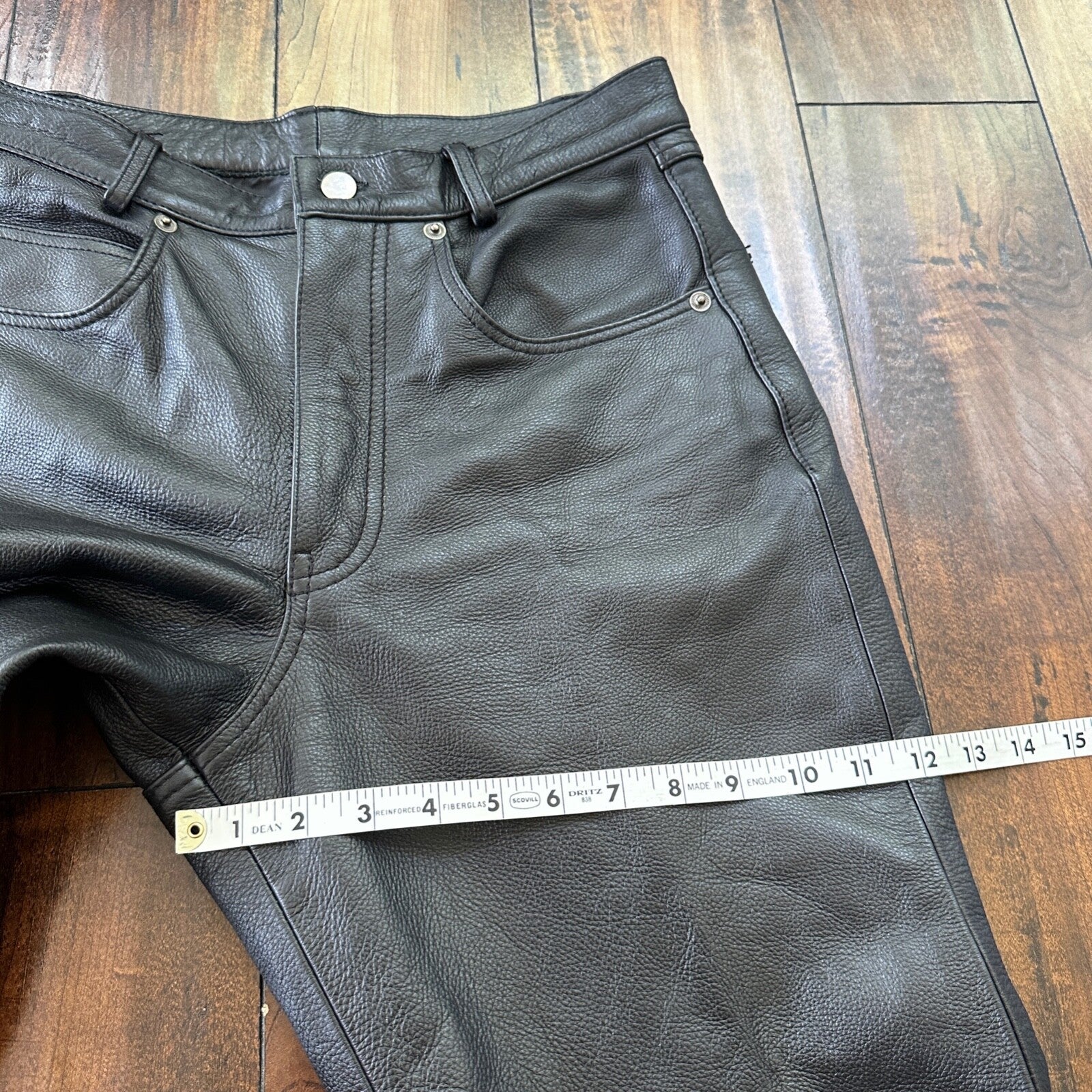 Vintage Wilsons Men's Lined Black Heavy Leather Pants Size 32 Act 30x29 Biker