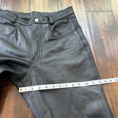 Vintage Wilsons Men's Lined Black Heavy Leather Pants Size 32 Act 30x29 Biker