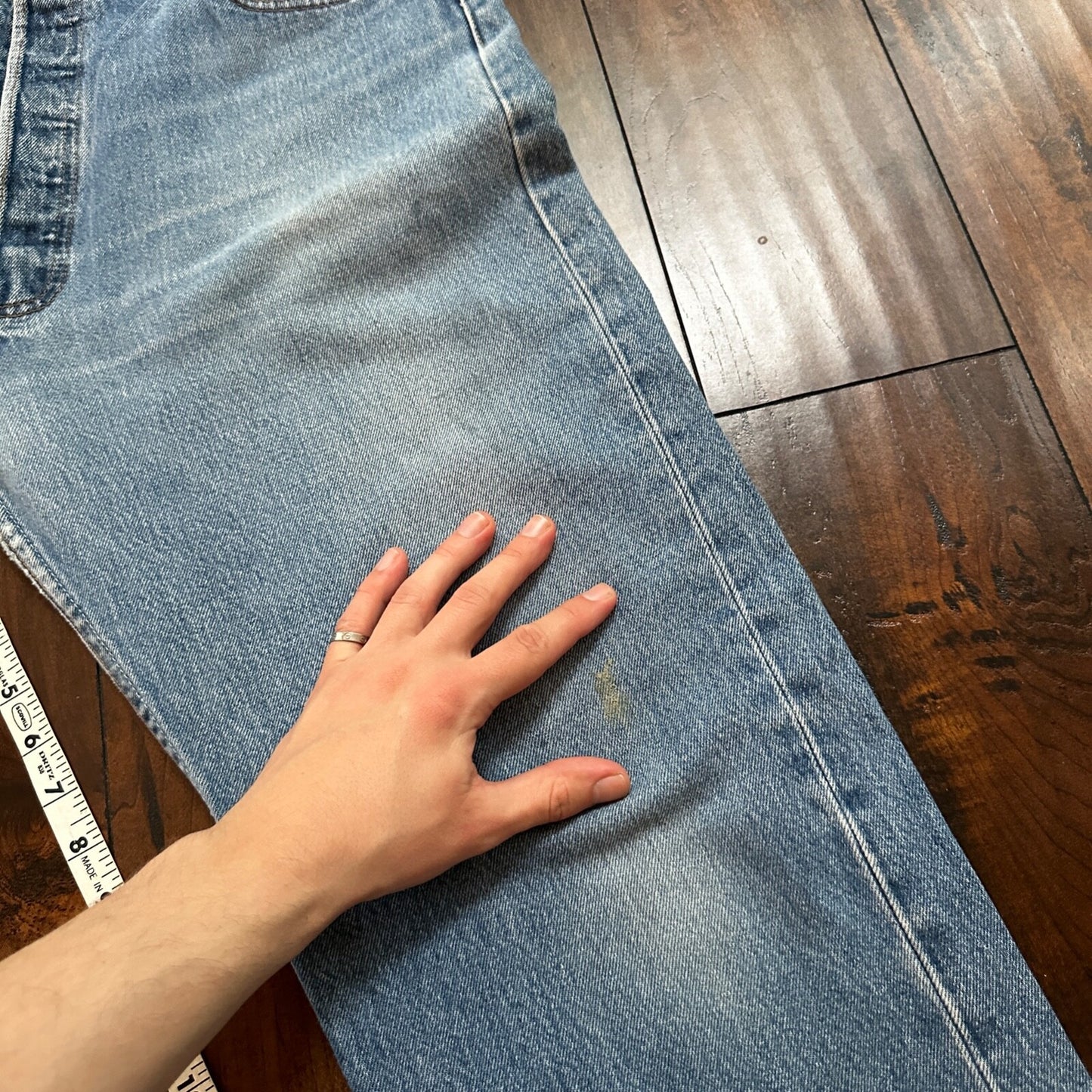 VTG 90s Levis 501 Button Fly 38x36 USA Tag Jeans Straight Wash Blue XX Act 35x32