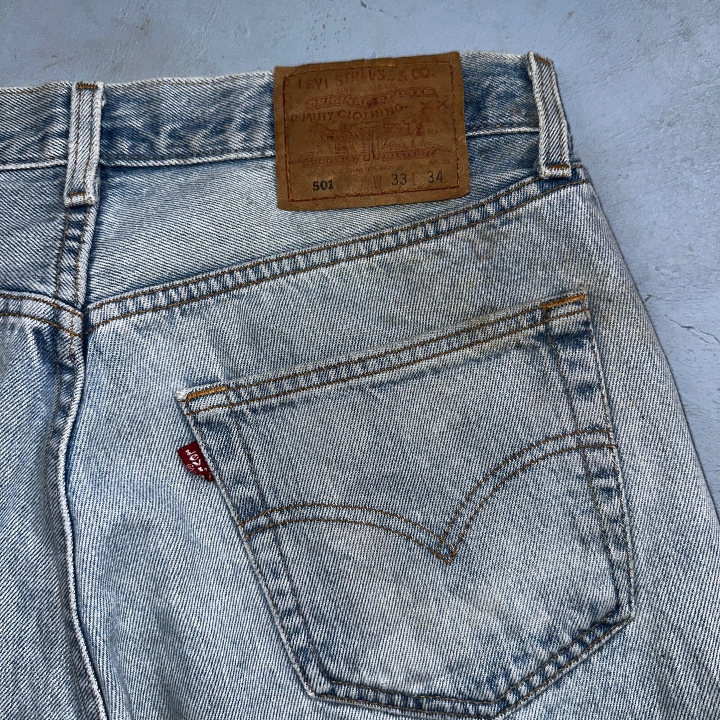 Levis 501 Vintage 90s XX Straight Leg Mexico Jeans 33x34 Light Wash Act 31x27