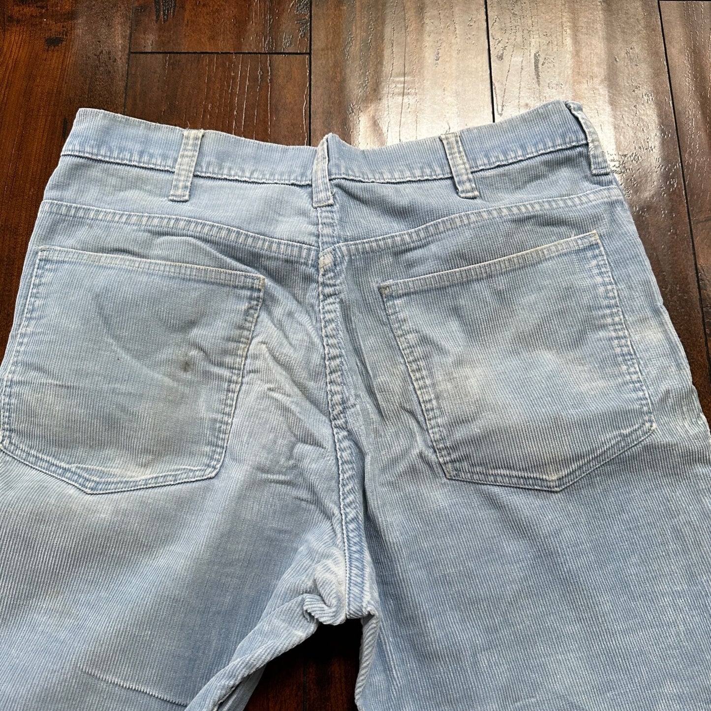 VTG 684 Corduroy Pants Bell Bottom USA 32x27 Boot Cut 1970s 70s Blue Talon